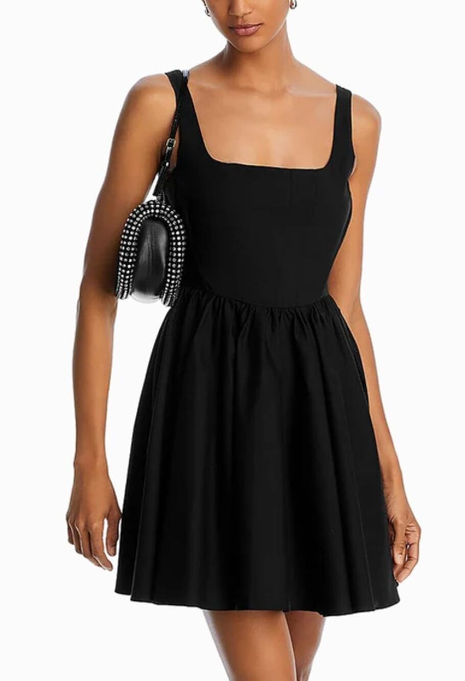 Wayf Black Mini Dress with Square Neck